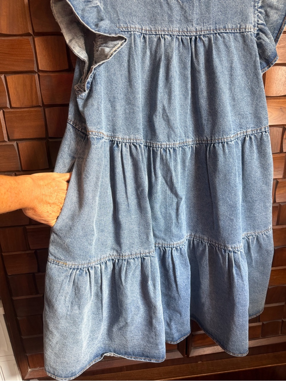 Altar'd State Light Blue Denim Tiered Ruffle Dress - Picture 2 of 4